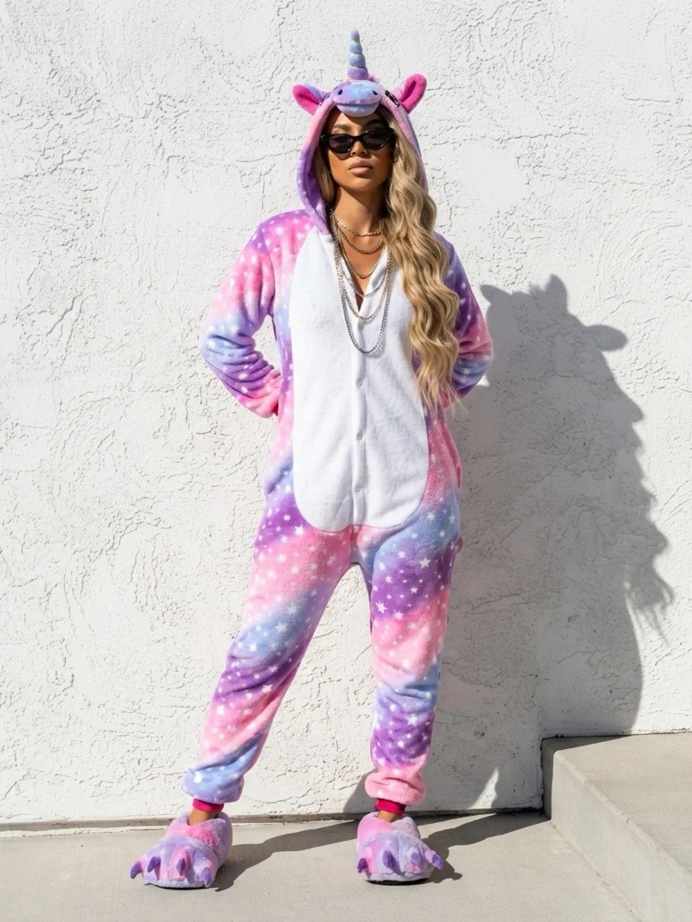 Unicorn Galaxy Kids Onesie Pajamas - Multi Purple & Pink